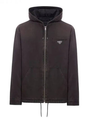 triangle logo patch hooded jacket - PRADA - BALAAN 1