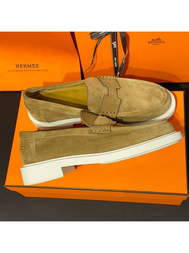 Men's Loafers Calfskin Guillaume Loafers Beige - HERMES - BALAAN 5