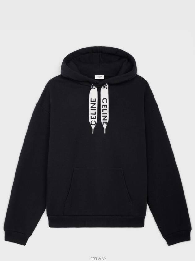 Loose Cotton Fleece Hoodie Black - CELINE - BALAAN 2