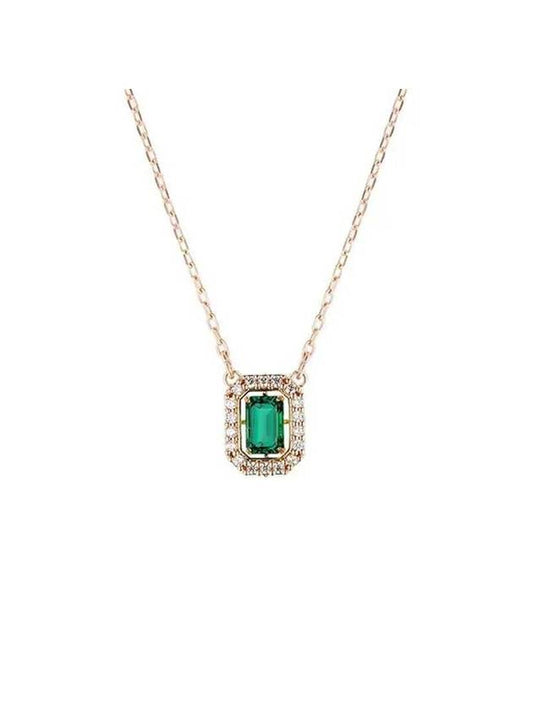 Una Millenia Octagon Pendant Necklace Green Rose Gold - SWAROVSKI - BALAAN 1