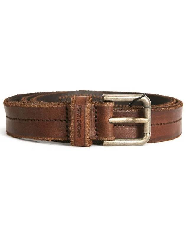 Antique Buckle Stud Leather Belt Brown - DOLCE&GABBANA - BALAAN 1