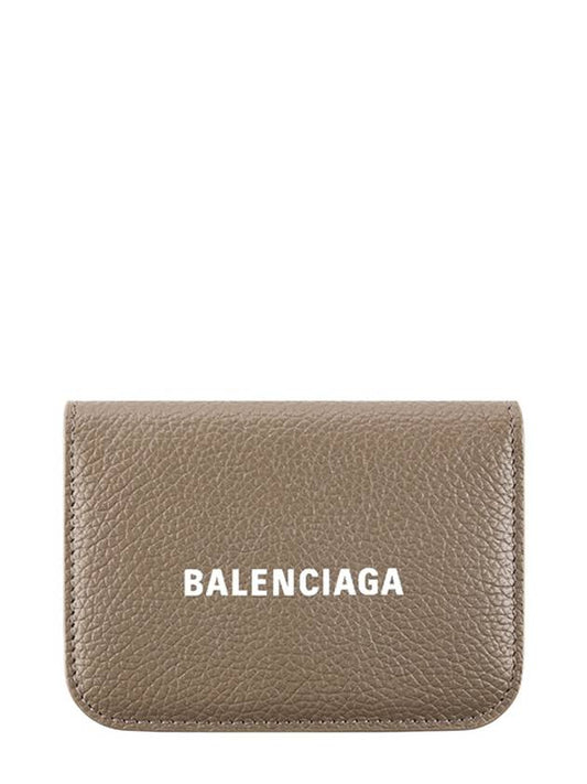 Logo Tripold Leather Half-Wallet Brown - BALENCIAGA - BALAAN 2