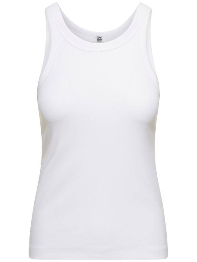 Women's Curved Ribbed Cotton Sleeveless White - TOTEME - BALAAN 2