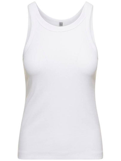 Women's Curved Ribbed Cotton Sleeveless White - TOTEME - BALAAN 2