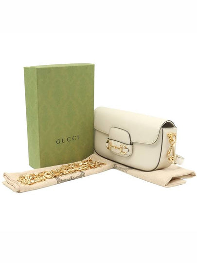 White Leather Horsebit 1955 Small 2WAY 735178 - GUCCI - BALAAN 2