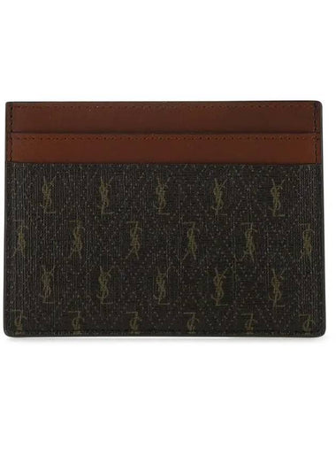 Monogram Canvas Card Wallet Brown - SAINT LAURENT - BALAAN 1