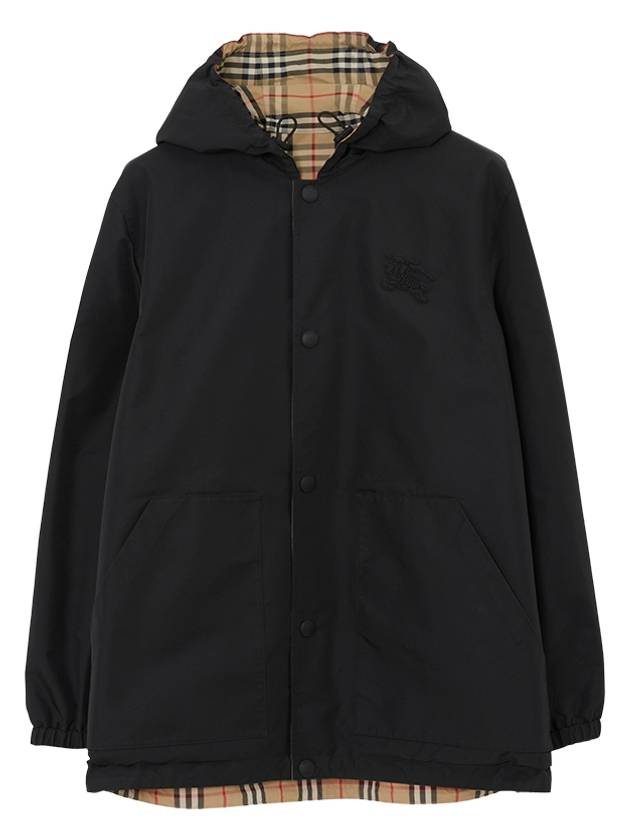 Reversible Check Nylon Hooded Jacket Black Beige - BURBERRY - BALAAN 2