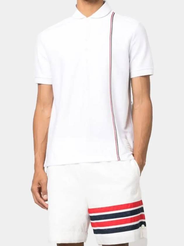 RWB Stripe Polo Shirt White - THOM BROWNE - BALAAN 3