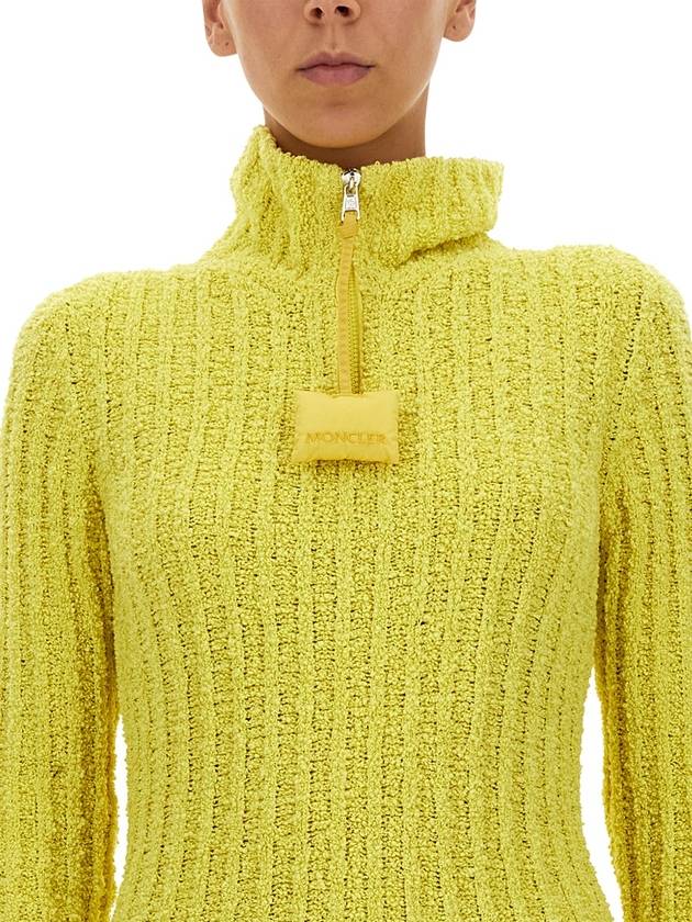 Half Zip-Up Knit Top Yellow - MONCLER - BALAAN 6