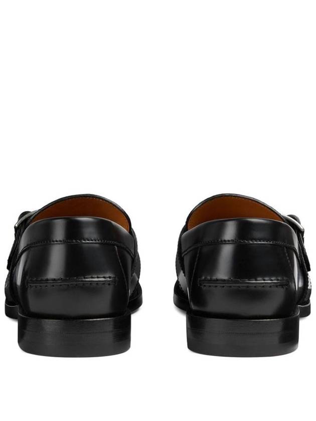 GG Buckle Leather Loafers Black - GUCCI - BALAAN 4