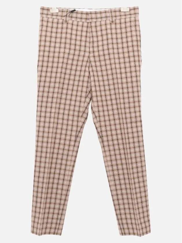 Men's Gingham Check Wool Straight Pants Beige Brown - BURBERRY - BALAAN 2