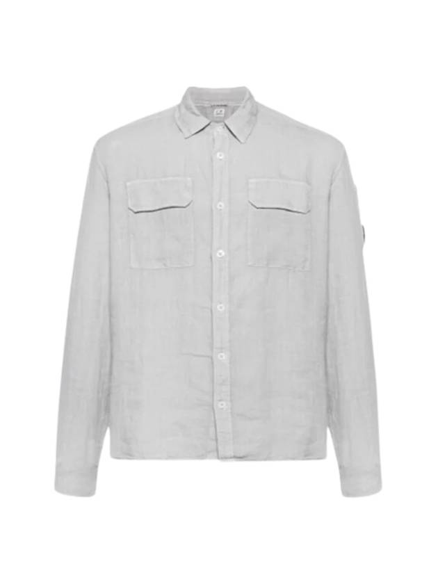 Linen Pocket Long Sleeve Shirt Grey - CP COMPANY - BALAAN 1