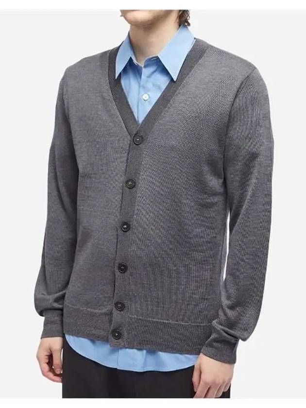 Samuel V-Neck Wool Cardigan Dark Grey - A.P.C. - BALAAN 4