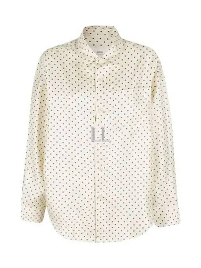 Boxy Fit Dot Silk Long Sleeve Shirt Beige - AMI - BALAAN 2