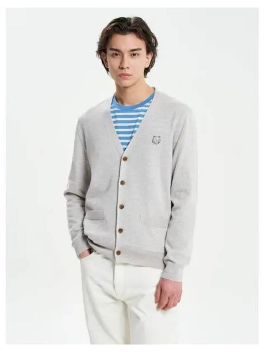 Men s Foxhead Patch Regular Spring Fall Cardigan Light Gray Melange Domestic Product - MAISON KITSUNE - BALAAN 1