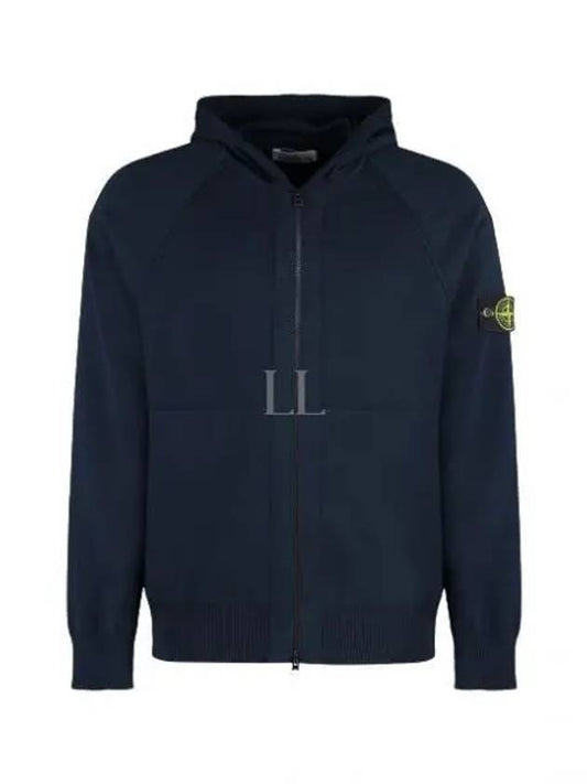 Wappen Padded Zipper Hooded Cotton Cardigan Navy - STONE ISLAND - BALAAN 2