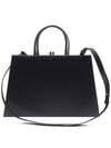 Medium Leather Trapeze Tote Bag Black - THOM BROWNE - BALAAN 5