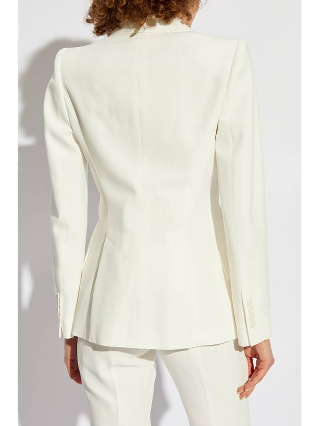 Women's Thin Crepe Single Jacket White - ALEXANDER MCQUEEN - BALAAN 5