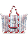 Logo Patch Stripe Tool Medium Tote Bag Light Blue - THOM BROWNE - BALAAN 1