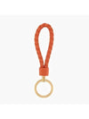 Intrecciato Leather Key Holder Orange - BOTTEGA VENETA - BALAAN 3