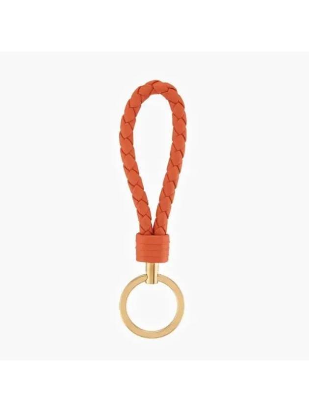 Intrecciato Leather Key Holder Orange - BOTTEGA VENETA - BALAAN 3