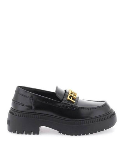 Graphy Logo Leather Loafers Black - FENDI - BALAAN 2