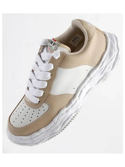 A08FW706 Beige WHT Wayne OG Sole Leather Low Sneakers - MIHARA YASUHIRO - BALAAN 1