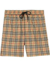 Men's Small Scale Check Drawstring Swim Shorts Beige - BURBERRY - BALAAN 1