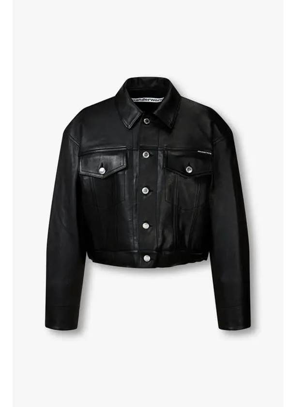 Hidden belt grainy leather jacket black - ALEXANDER WANG - BALAAN 1