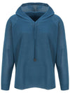 Eyelet Hooded Knit Top Teal Blue - CALLAITE - BALAAN 1