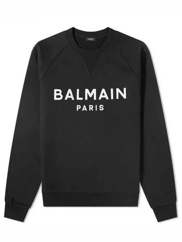 Paris Logo Crew Neck Sweatshirt Black Men 237539 - BALMAIN - BALAAN 1