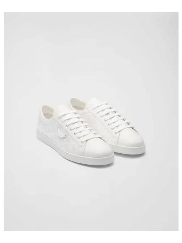 Triangle Logo Leather Re-Nylon Low Top Sneakers White - PRADA - BALAAN 2