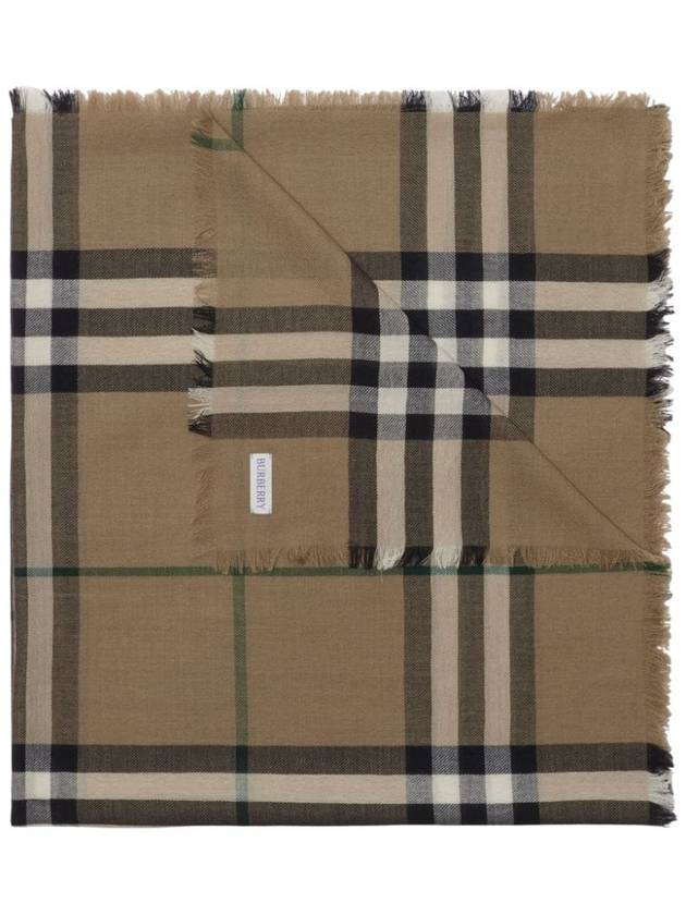 Raw Cut Checked Wool Scarf Brown - BURBERRY - BALAAN 5