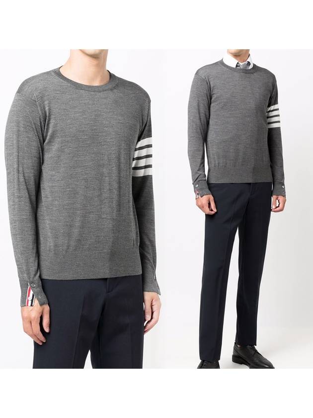 4 Bar Armband Classic Merino Wool Knit Top Medium Grey - THOM BROWNE - BALAAN 2