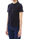 Center Back Stripe Classic Cotton Pique Relaxed Fit Short Sleeve T-Shirt Navy - THOM BROWNE - BALAAN 3