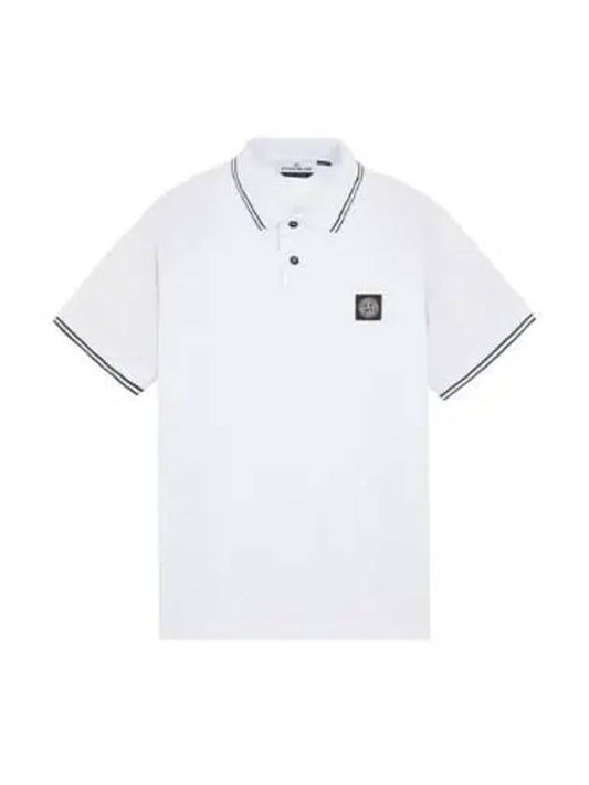 Stretch Cotton Pique Short Sleeve Polo Shirt White - STONE ISLAND - BALAAN 2