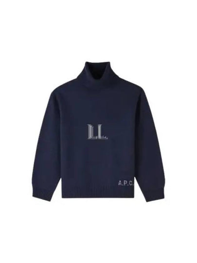 Walter Logo Merino Wool Turtleneck Dark Navy Blue - A.P.C. - BALAAN 2