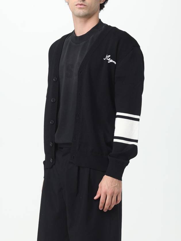 Embroidered Logo Wool Cardigan Black - MSGM - BALAAN 4