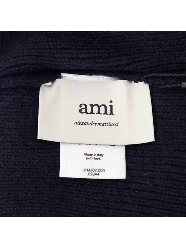 De Coeur Ribbed Knit Beanie Navy - AMI - BALAAN 6