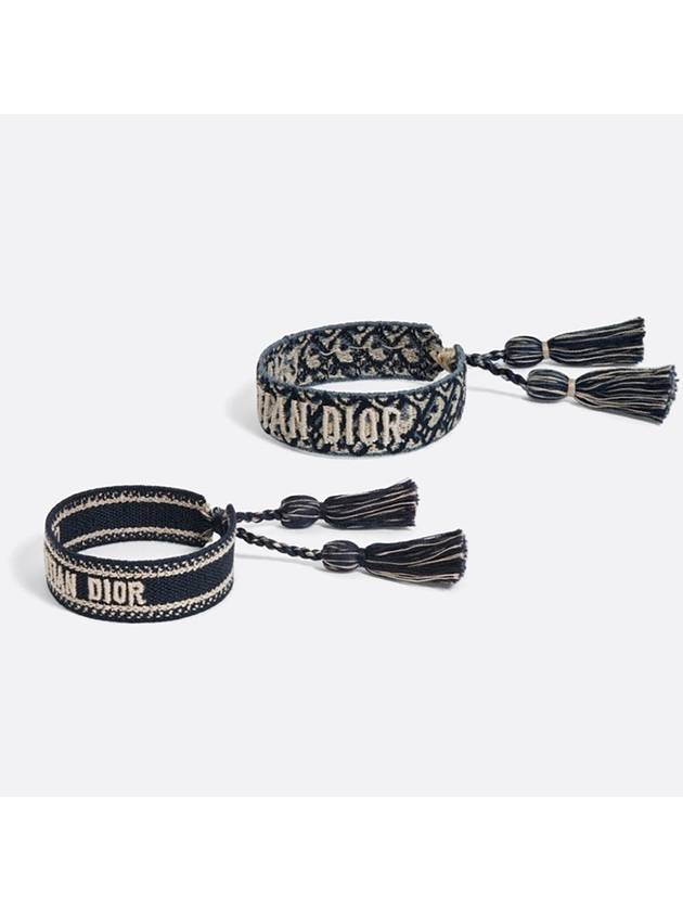 Embroidered Logo Bracelet Set Navy - DIOR - BALAAN 3