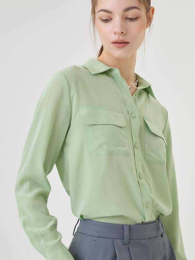 Premium Silk Long Sleeve Shirt Apple Green - RS9SEOUL - BALAAN 4