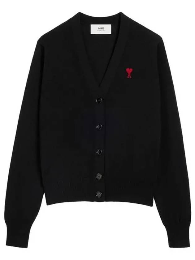 Heart Logo Wool Cardigan Black - AMI - BALAAN 2