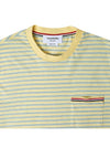 Striped Jersey Pocket Short Sleeve T-Shirt Green Yellow - THOM BROWNE - BALAAN 4