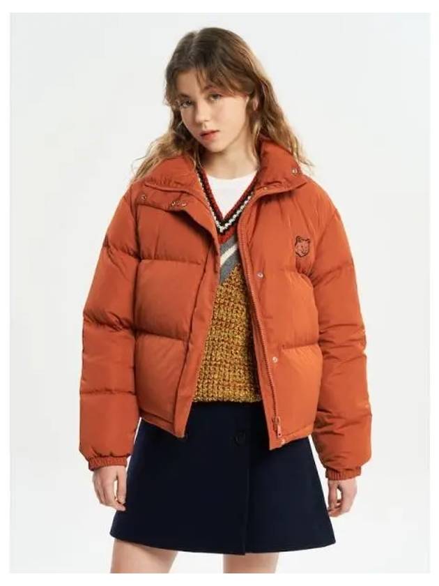 Women s Crop Puffer Padding Nylon Bold Foxhead Patch Clay Domestic Product - MAISON KITSUNE - BALAAN 1