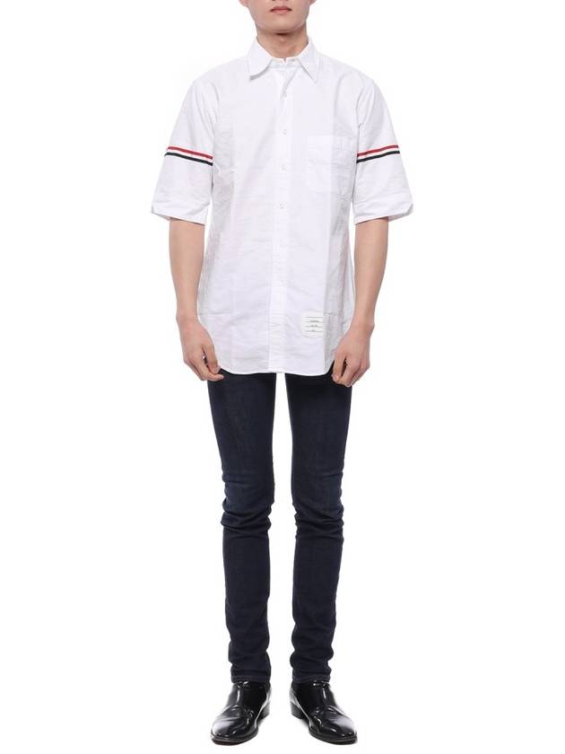 Men's Classic Armband Short Sleeve Shirt White - THOM BROWNE - BALAAN.