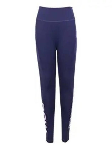 Women's High Waist Water Letter Leggings Navy - NEW BALANCE - BALAAN 1