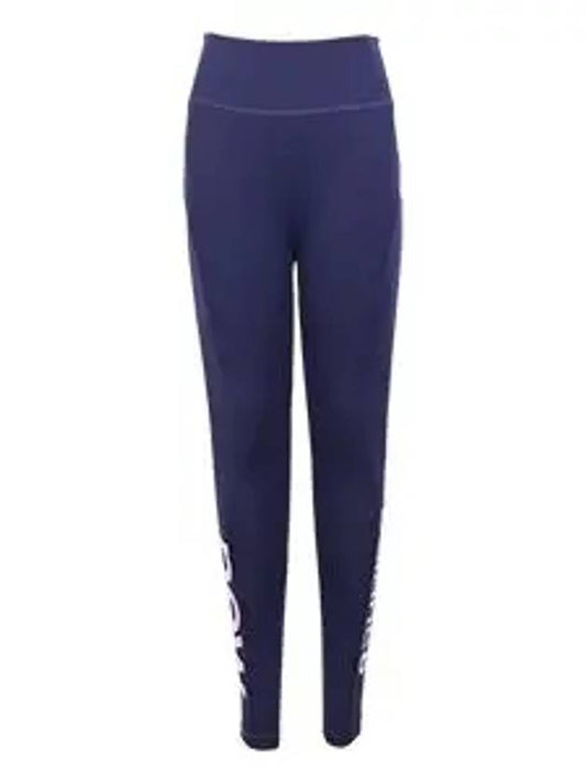 Women's High Waist Water Letter Leggings Navy - NEW BALANCE - BALAAN 2