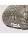 Prince Of Wales Check Wool Beret Grey - MIU MIU - BALAAN 4