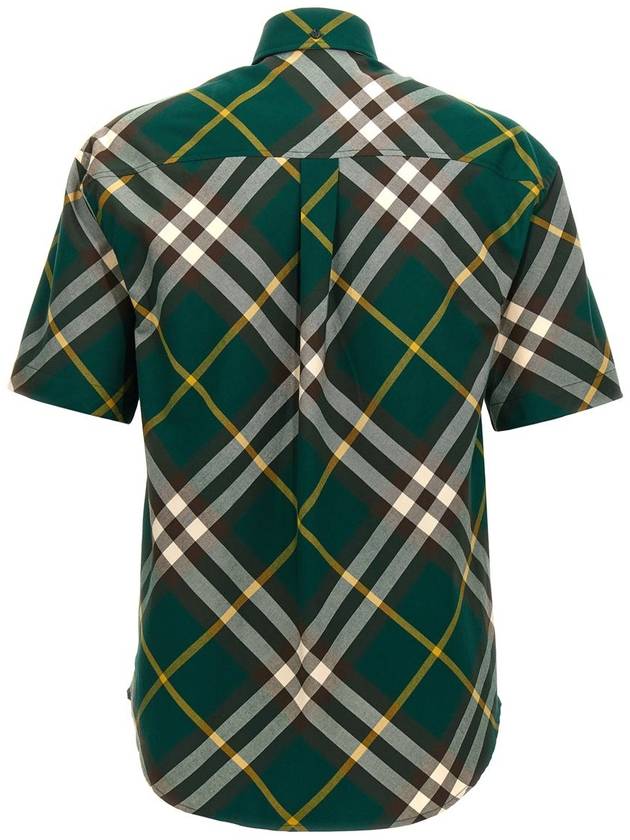 Embroidered Logo Plaid Short-Sleeve Shirt Green - BURBERRY - BALAAN 3