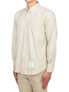 Men's Flannel Back Stripe Straight Fit Cotton Long Sleeve Shirt Beige - THOM BROWNE - BALAAN 4